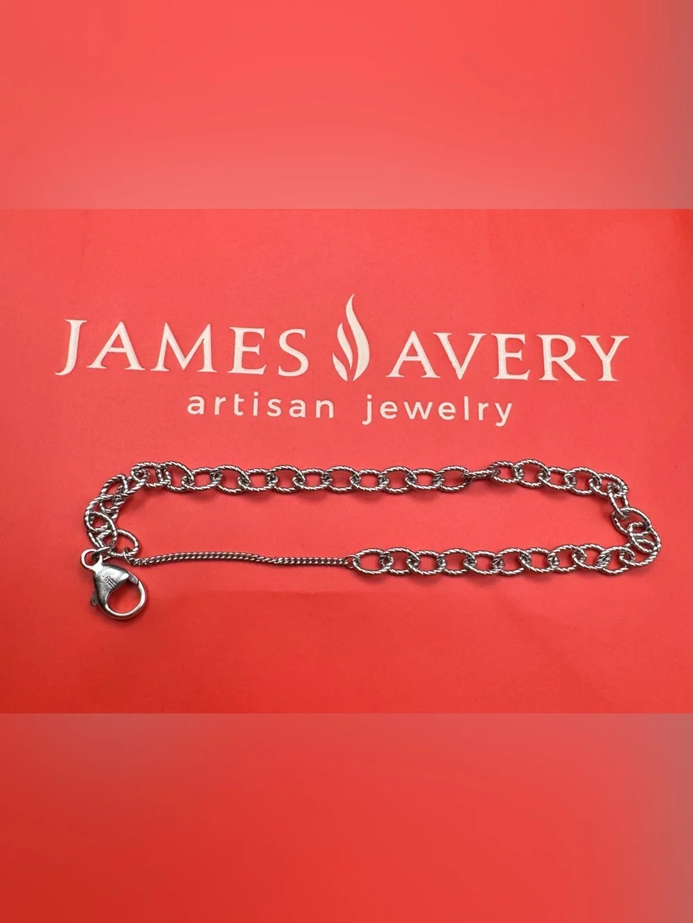 James Avery Silver Soon to be Retired Oval Twist Link Charm Bracelet